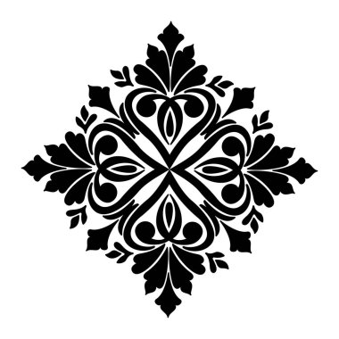 Vektör damaske elementi. İzole edilmiş, merkezi iltihaplanma. Klasik lüks, eski moda İspanyol süsü, duvar kağıtları, tekstil ve ambalaj için kraliyet Victoria dönemi kusursuz dokusu.