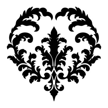 Vektör damaske elementi. İzole edilmiş, merkezi iltihaplanma. Klasik lüks, eski moda İspanyol süsü, duvar kağıtları, tekstil ve ambalaj için kraliyet Victoria dönemi kusursuz dokusu.