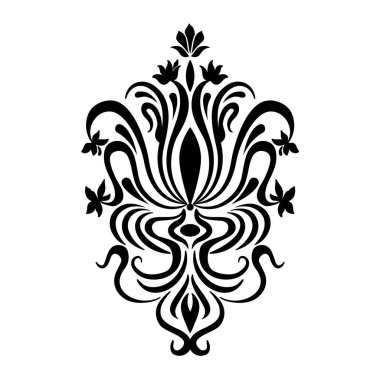 Vektör damaske elementi. İzole edilmiş, merkezi iltihaplanma. Klasik lüks eski moda İspanyol süsü, duvar kağıtları, tekstil, ambalaj...