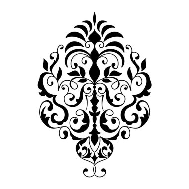 Vektör damaske elementi. İzole edilmiş, merkezi iltihaplanma. Klasik lüks eski moda İspanyol süsü, duvar kağıtları, tekstil, ambalaj...