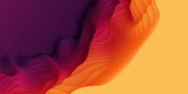 Kağıt kesiği şekilli 3 boyutlu vektör arkaplanı. Renkli oyma sanatı. Gradyan solgunluk renkleri olan kağıt işçiliği manzarası. İş sunumları, el ilanları, posterler için minimal tasarım düzeni