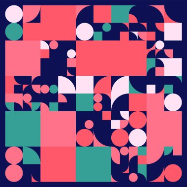 Basit şekilli minimalist bir poster. Prosedür geometrisi. İsviçre tarzı soyut bir düzen. Kavramsal üretken fon formu modern dergi, kitap kapağı, markalaşma, iş sunumları