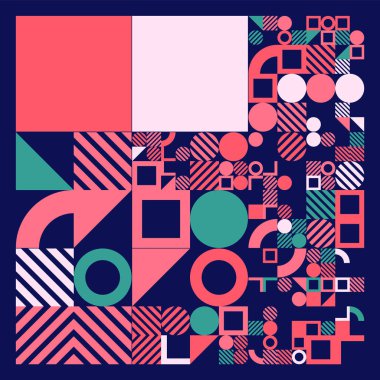 Basit şekilli minimalist bir poster. Prosedür geometrisi. İsviçre tarzı soyut bir düzen. Kavramsal üretken fon formu modern dergi, kitap kapağı, markalaşma, iş sunumları