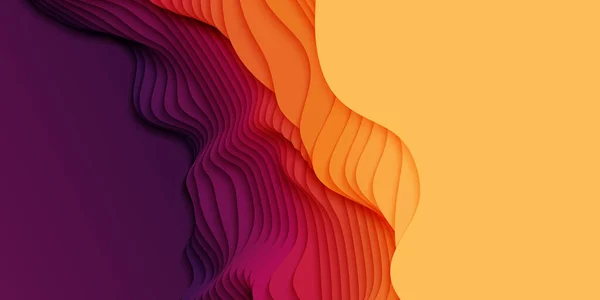 Kağıt kesiği şekilli 3 boyutlu vektör arkaplanı. Renkli oyma sanatı. Gradyan solgunluk renkleri olan kağıt işçiliği manzarası. İş sunumları, el ilanları, posterler için minimal tasarım düzeni