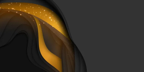 Векторный Абстрактный Фон Формой Разреза Бумаги Красочная Темная Резьба Золотом — стоковый вектор