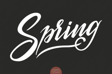 İlkbaharda el çizimi harfler. Zarif modern el yazısı el yazısı. Vektör Mürekkebi çizimi. Karanlık arka planda tipografi posteri. Kartlar, davetiyeler, baskılar vs.