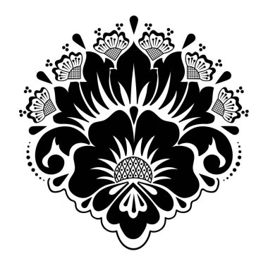 Vektör damaske elementi. İzole edilmiş, merkezi iltihaplanma. Klasik lüks, eski moda İspanyol süsü, duvar kağıtları, tekstil ve ambalaj için kraliyet Victoria dönemi kusursuz dokusu.