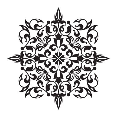 Vektör damaske elementi. İzole edilmiş, merkezi iltihaplanma. Klasik lüks, eski moda İspanyol süsü, duvar kağıtları, tekstil ve ambalaj için kraliyet Victoria dönemi kusursuz dokusu.