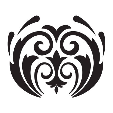 Vektör damaske elementi. İzole edilmiş, merkezi iltihaplanma. Klasik lüks, eski moda İspanyol süsü, duvar kağıtları, tekstil ve ambalaj için kraliyet Victoria dönemi kusursuz dokusu.