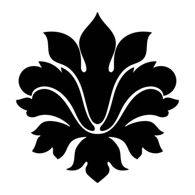 Vektör damaske elementi. İzole edilmiş, merkezi iltihaplanma. Klasik lüks, eski moda İspanyol süsü, duvar kağıtları, tekstil ve ambalaj için kraliyet Victoria dönemi kusursuz dokusu.