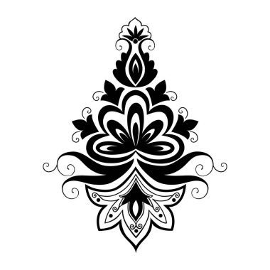 Vektör damaske elementi. İzole edilmiş, merkezi iltihaplanma. Klasik lüks eski moda İspanyol süsü, duvar kağıtları, tekstil, ambalaj...