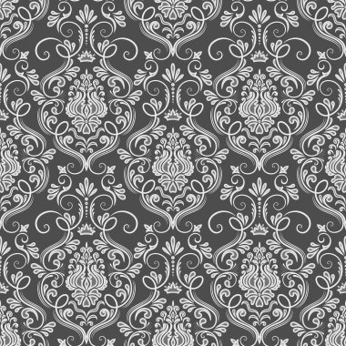 Vektör damask Dikişsiz desen arka plan. Klasik lüks eski moda damask süsleme, duvar kağıtları, tekstil, sarma için Kraliyet Viktorya Dikişsiz doku. Nefis çiçek Barok şablonu