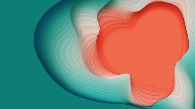 Kağıt kesiği kalp şeklinde üç boyutlu vektör arkaplanı. Renkli oyma sanatı. Sevgililer Günü için kağıt işi kalp. Aşk kartları, posterler vs. için minimalist tasarım