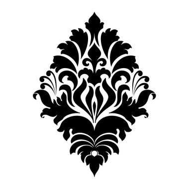 Vektör damaske elementi. İzole edilmiş, merkezi iltihaplanma. Klasik lüks, eski moda İspanyol süsü, duvar kağıtları, tekstil ve ambalaj için kraliyet Victoria dönemi kusursuz dokusu.