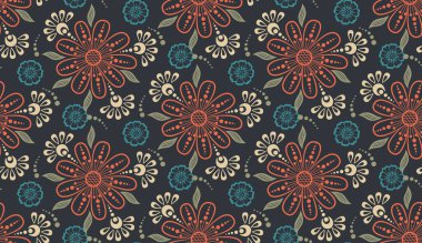 Vektör çiçek desensiz arkaplan. Arkaplan için zarif bir doku. Klasik lüks, eski moda çiçek süsü. Duvar kağıtları, tekstil ve ambalaj için pürüzsüz kumaş..