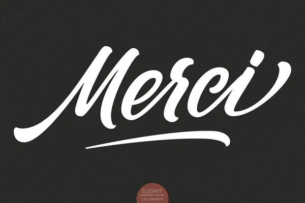 Vector Hand Drawn Lettering Merci Elegant Modern Handwritten Calligraphy Thankful — Stock Vector