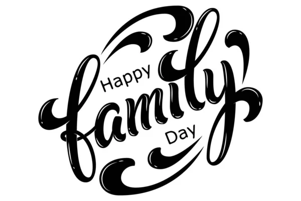 Tangan Digambar Huruf Happy Family Day Ilustrasi Vector Ink Tipografi - Stok Vektor