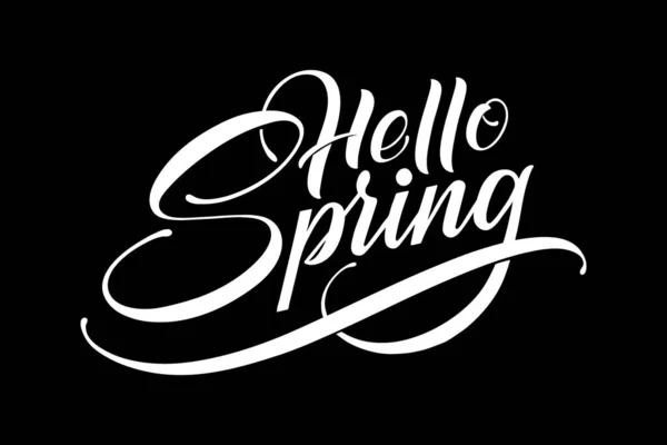 Merhaba Spring Çizimi Harfleri Zarif Modern Yazısı Yazısı Vektör Mürekkebi — Stok Vektör