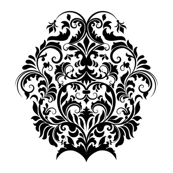 Vektör damaske elementi. İzole edilmiş, merkezi iltihaplanma. Klasik lüks, eski moda İspanyol süsü, duvar kağıtları, tekstil ve ambalaj için kraliyet Victoria dönemi kusursuz dokusu.