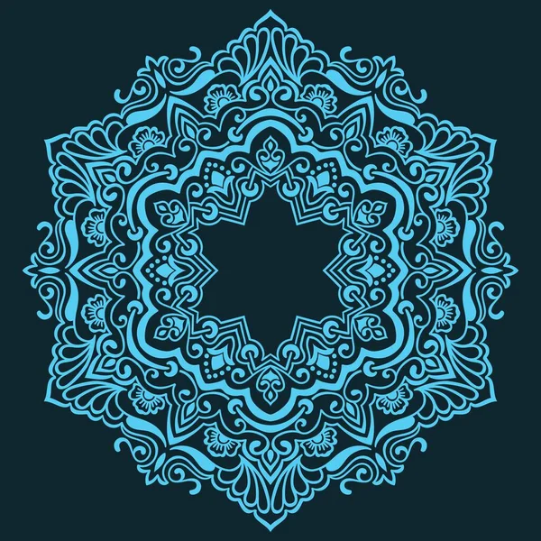 Vector Sierlijke Ronde Kant Met Damast Arabesk Elementen Mehndi Stijl — Stockvector