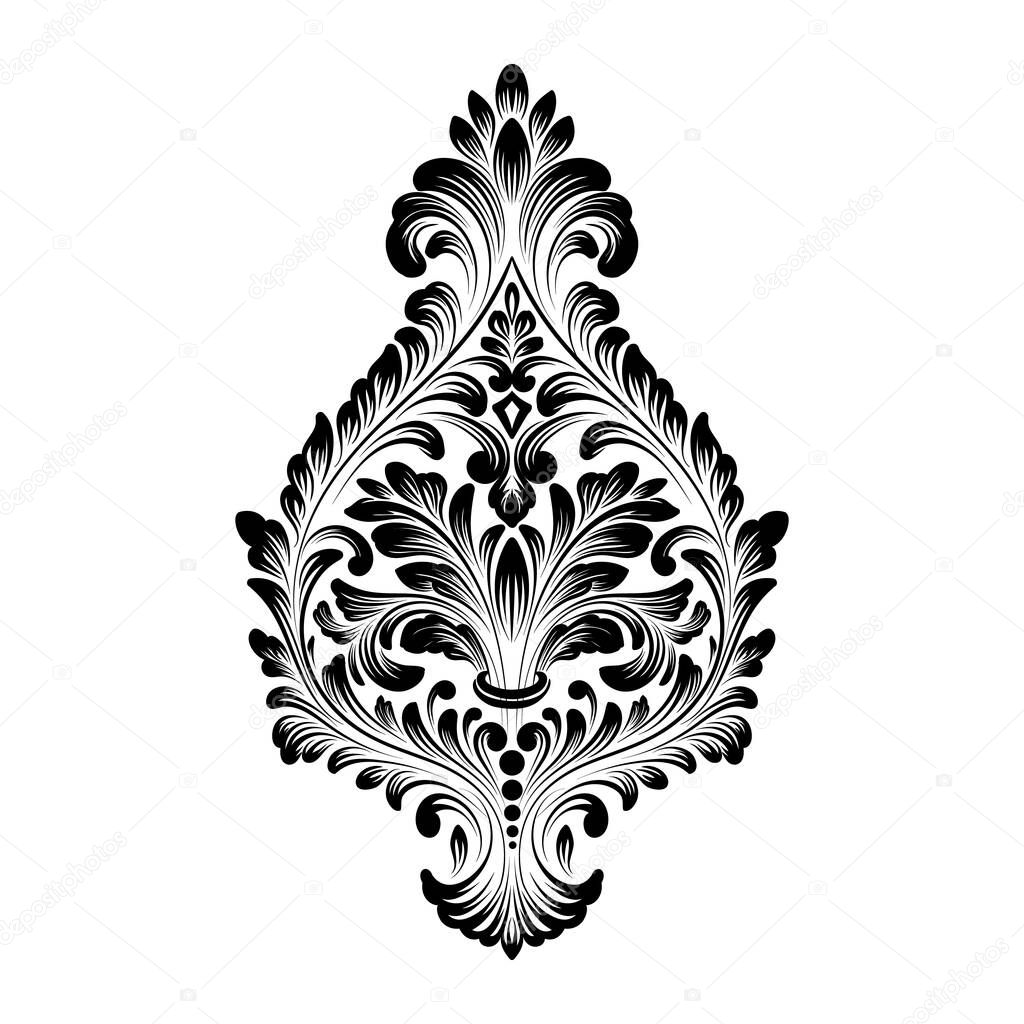 Vector damask element. Isolated damask central illistration. Classical luxury old fashioned damask ornament, royal victorian seamless texture for wallpapers, textile, wrapping