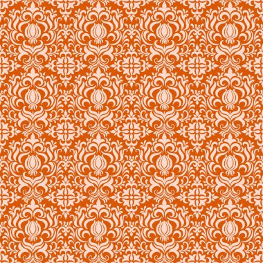 Vektör damask Dikişsiz desen arka plan. Klasik lüks eski moda damask süsleme, duvar kağıtları, tekstil, sarma için Kraliyet Viktorya Dikişsiz doku. Nefis çiçek Barok şablonu.