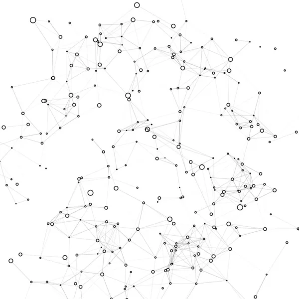 Абстрактный Векторный Фон Сетки Хаотически Связанные Точки Многоугольники Летящие Пространстве — стоковый вектор