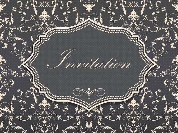 Bruiloft Uitnodiging Aankondiging Kaart Met Vintage Achtergrond Kunstwerk Elegante Sierlijke — Stockvector