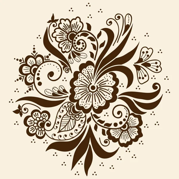 Illustrazione Vettoriale Dell Ornamento Mehndi Stile Tradizionale Indiano Elementi Floreali — Vettoriale Stock