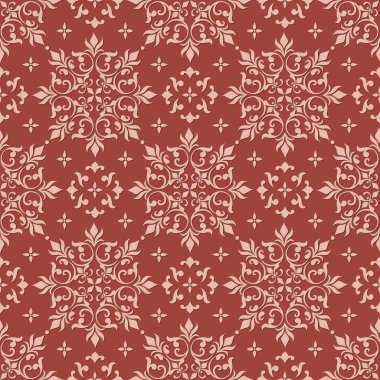 Vektör damask Dikişsiz desen arka plan. Klasik lüks eski moda damask süsleme, duvar kağıtları, tekstil, sarma için Kraliyet Viktorya Dikişsiz doku. Nefis çiçek Barok şablonu.