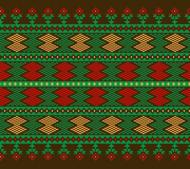 Ukrayna folklorik desensiz süslemesinin vektör çizimi. Etnik süs. Sınır elemanı. Geleneksel Ukraynalı, Belarus halk sanatı işlemeli desen - Vyshyvanka