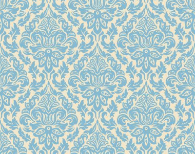 Vektör damask Dikişsiz desen arka plan. Klasik lüks eski moda damask süsleme, duvar kağıtları, tekstil, sarma için Kraliyet Viktorya Dikişsiz doku. Nefis çiçek Barok şablonu.