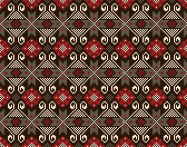 Ukrayna folklorik desensiz süslemesinin vektör çizimi. Etnik süs. Sınır elemanı. Geleneksel Ukraynalı, Belarus halk sanatı işlemeli desen - Vyshyvanka