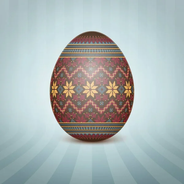 Easter Egg Ukrainian Folk Pattern Ornament Isolated Vector Realistic Yellow — Stock Vector