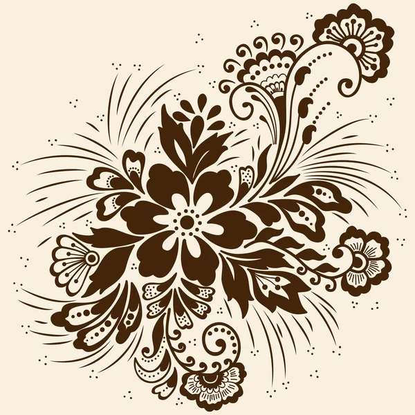 Illustration Vectorielle Ornement Mehndi Style Indien Traditionnel Éléments Floraux Ornementaux — Image vectorielle