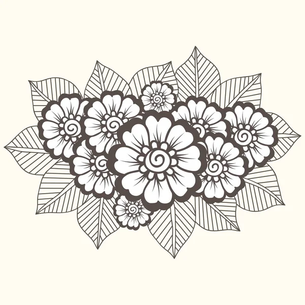 Vektor Illustration Mehndi Prydnad Traditionell Indiansk Stil Prydnadsblommor Element För — Stock vektor