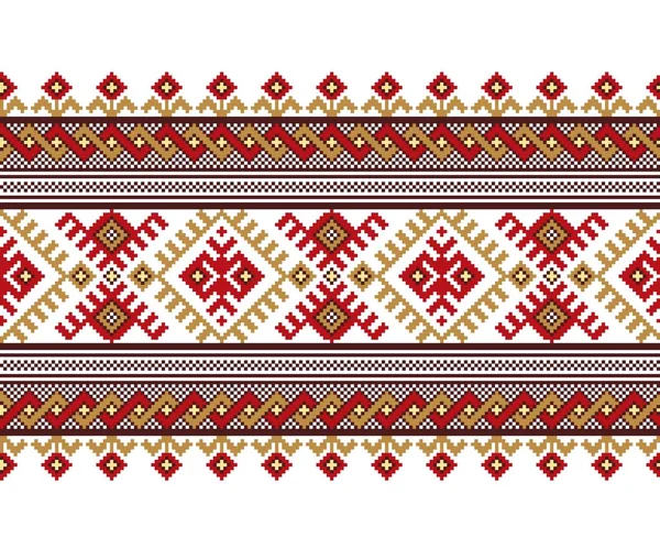 Illustration Vectorielle Motifs Ukrainiens Sans Couture Ornement Ethnique Élément Frontalier — Image vectorielle