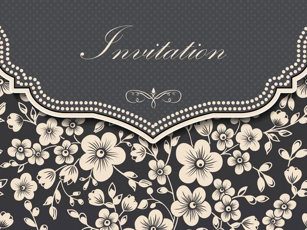 Invitation Mariage Carte Annonce Avec Une Illustration Fond Floral Élégant — Image vectorielle