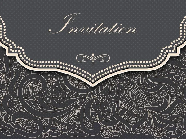 Wedding Invitation Announcement Card Floral Background Artwork Elegant Ornate Floral — Stock Vector