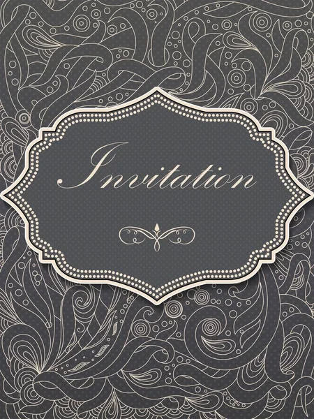 Wedding Invitation Announcement Card Floral Background Artwork Elegant Ornate Floral — Stock Vector