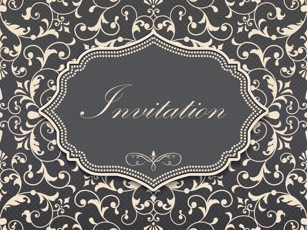 Wedding Invitation Announcement Card Vintage Background Artwork Elegant Ornate Damask — Stock Vector