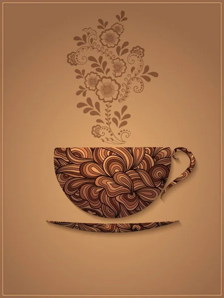 Vector Coffee Background Floral Pattern Elements Eps10 — Stock Vector
