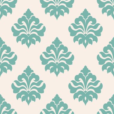 Vektör damask Dikişsiz desen arka plan. Klasik lüks eski moda damask süsleme, duvar kağıtları, tekstil, sarma için Kraliyet Viktorya Dikişsiz doku. Nefis çiçek Barok şablonu.