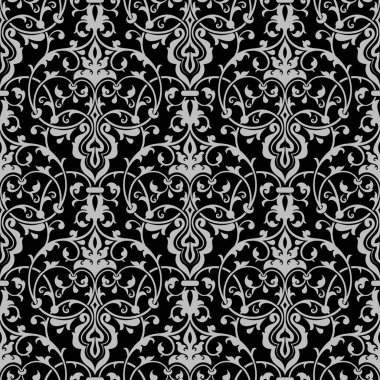 Vektör damask Dikişsiz desen arka plan. Klasik lüks eski moda damask süsleme, duvar kağıtları, tekstil, sarma için Kraliyet Viktorya Dikişsiz doku. Nefis çiçek Barok şablonu.