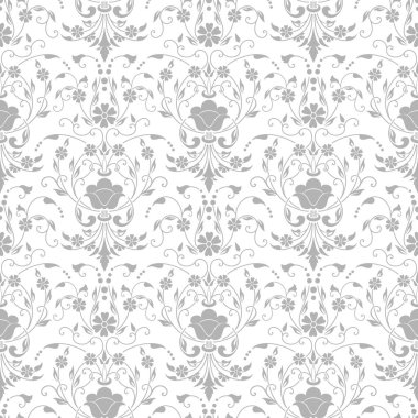 Vektör damask Dikişsiz desen arka plan. Klasik lüks eski moda damask süsleme, duvar kağıtları, tekstil, sarma için Kraliyet Viktorya Dikişsiz doku. Nefis çiçek Barok şablonu.