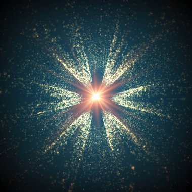 Soyut vektör alanı arkaplanı. Parlayan parçacıkların patlaması. Gelecekçi teknoloji tarzı. İş sunumları ya da hediye kartları için şık bir geçmiş.