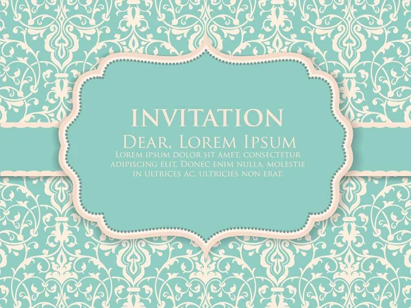 ヴィンテージの背景アートワークと結婚式の招待状と発表カード エレガントな華やかなダマスクの背景 エレガントな花の抽象的な装飾 デザインテンプレート — ストックベクタ
