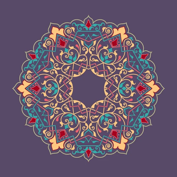 Encaje Redondo Vectorial Ornamental Con Damasco Elementos Arabescos Estilo Mehndi — Vector de stock