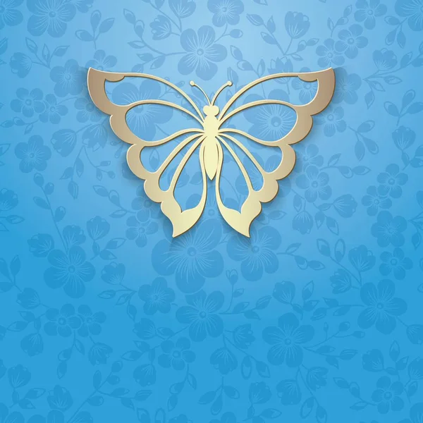 Papillon Vectoriel Abstrait Sur Fond Fleur Élégant Carte Invitation — Image vectorielle