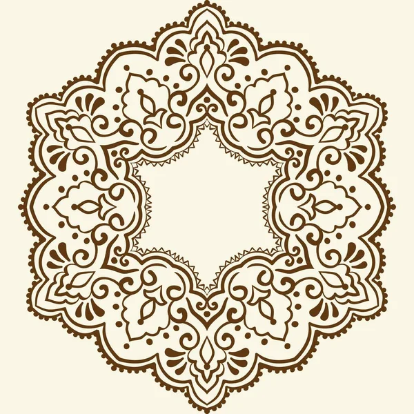 Süslü, damaske ve arabesk elementleriyle. Mehndi tarzı. Geleneksel Doğu süsü. Zentangle benzeri yuvarlak renkli çiçek süsü.